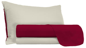 Set Lenzuola Singolo Sopra Sotto e Federe Doubleface Bordeaux/Panna