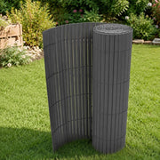 Double-sided PVC Garden Fence, 90 X 300 Cm, Grey