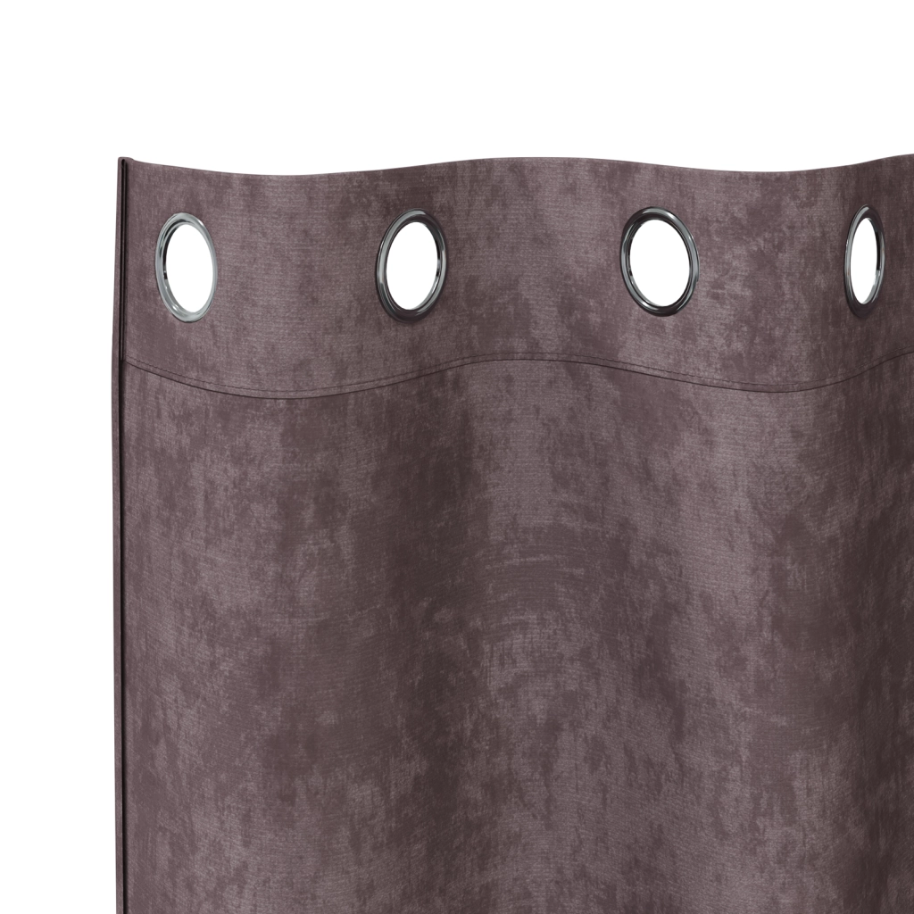 Tende in Velluto 2 pz con Occhielli Marrone 175x140 cm