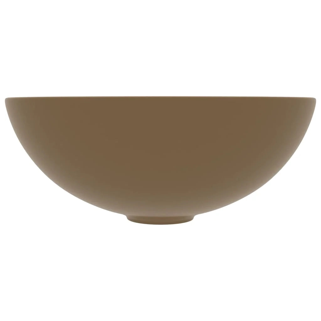 Lavandino rotondo per bagno lavabo da appoggio lavabo per WC lavello da cucina lavabo per sala trucco arredamento per la casa diametro 28 cm ceramica crema opaca 02_0002727