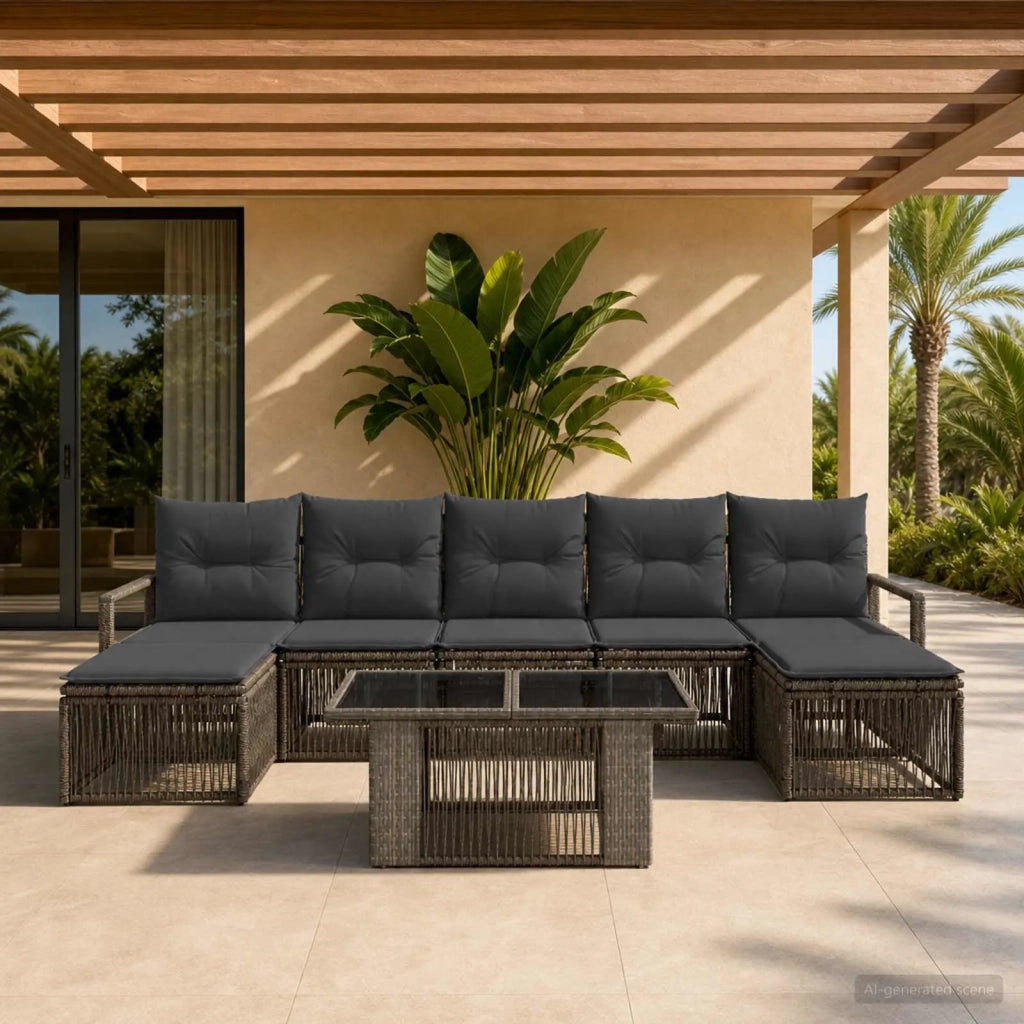 Set Divano da Giardino 8 pz Grigio e Grigio Scuro polyrattan 3437138