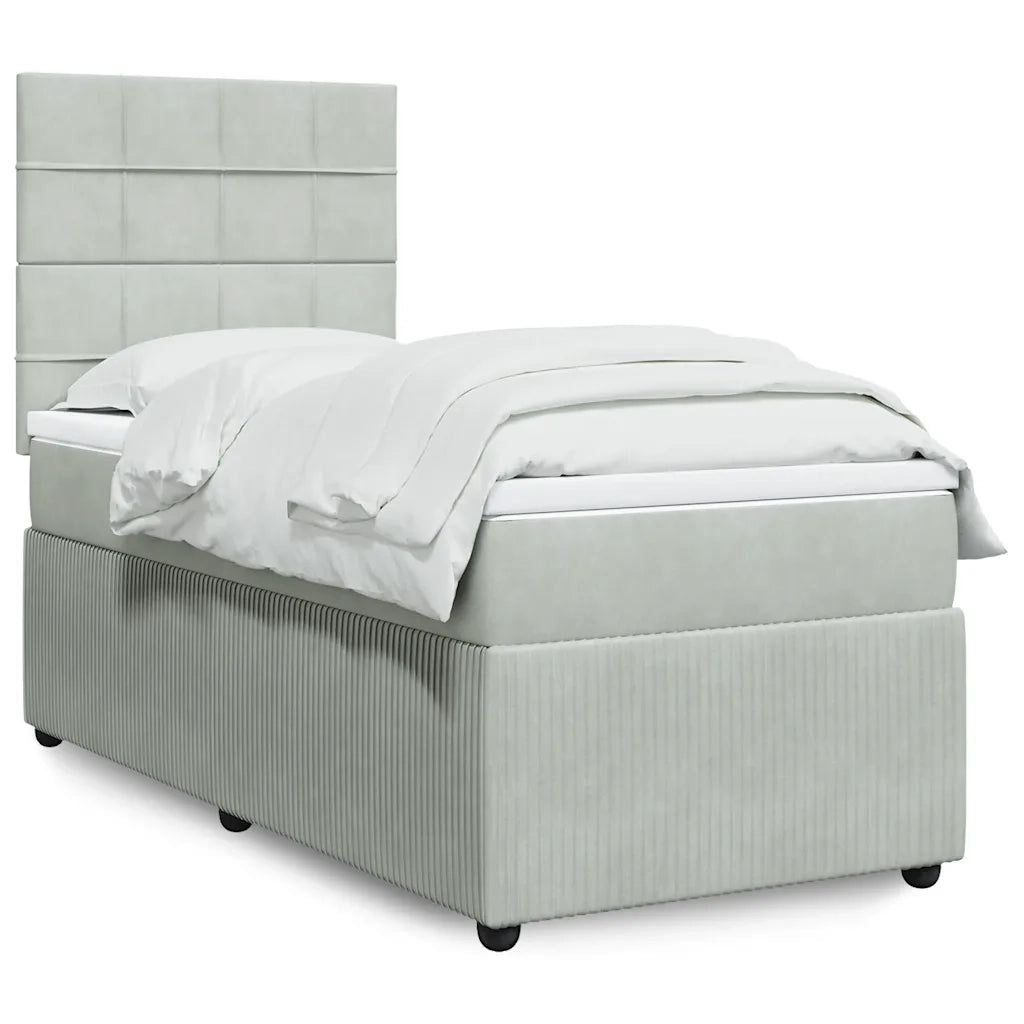Giroletto a Molle con Materasso Grigio Chiaro 100x200cm Velluto 3294562
