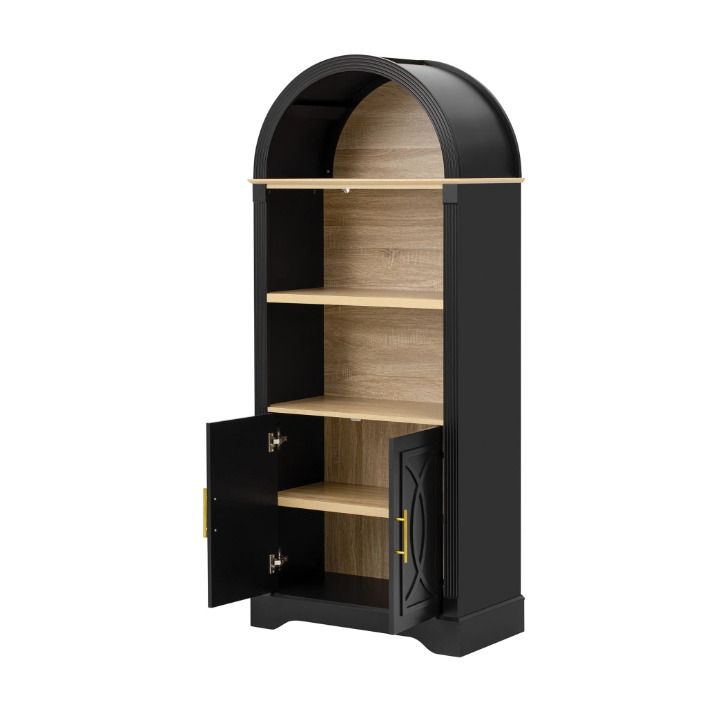 Credenza con 3 vani e ripiano regolabile; LED - per cucina - 76.2×40.1×180 cm - nero