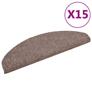 Tappetini per scale autoadesivi 15 pz | Gradini per Scale 65x21x4 cm Marrone Chiaro semicircolari grandi