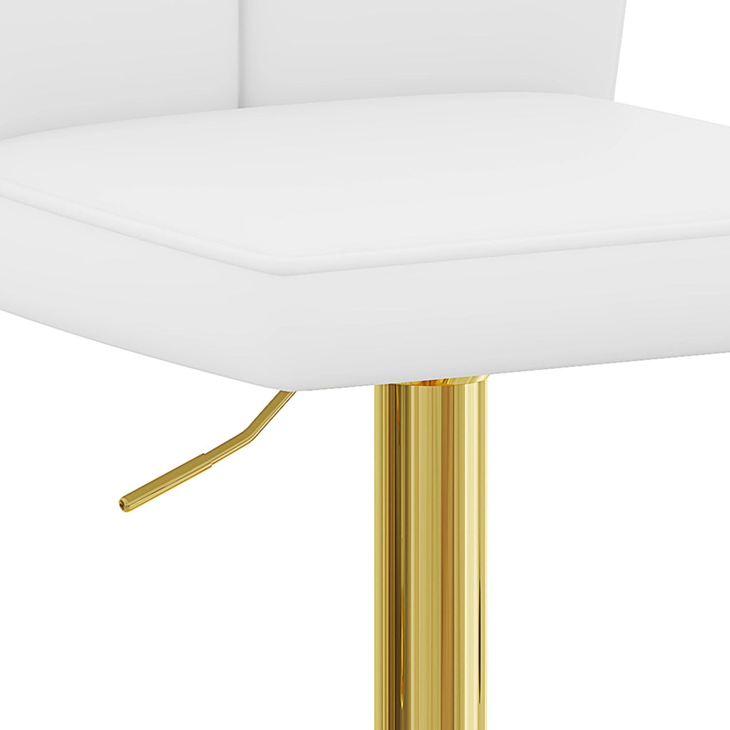 Set di 2 sgabelli da bar regolabili bianco e oro in PU