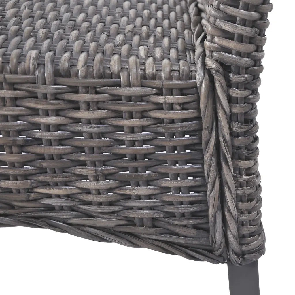 Sedie da Pranzo 2 pz Marroni in Rattan Kubu e Legno di Mogano 246655