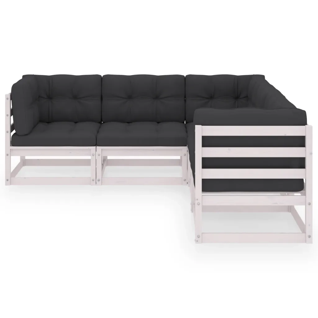 Set Divani Giardino 6 pz con Cuscini in Legno Massello di Pino 3076775