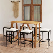 Set da Bar da Giardino 7 pz con Cuscini Nero cod mxl 37173