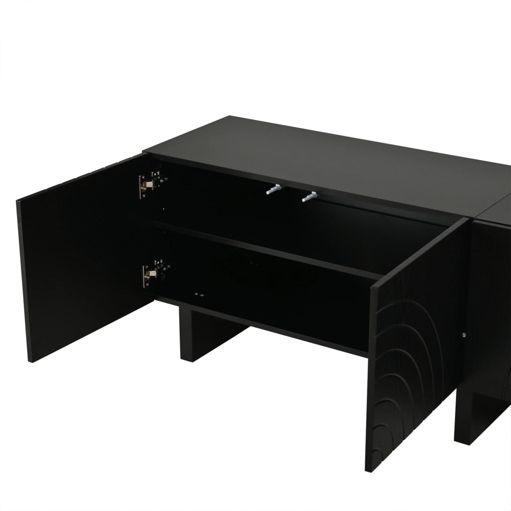 Mobile porta TV con 4 ante e 30 kg di portata in truciolato per soggiorno nero per TV fino a 75 pollici 180 × 40 × 55 cm