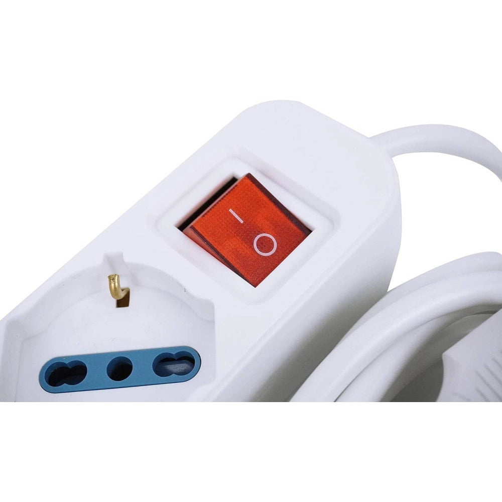 Trade Shop - Multipresa Shuko Bipasso 10 E 16 Amp 5 Posti Ciabatta Elettrica Con Interruttore -