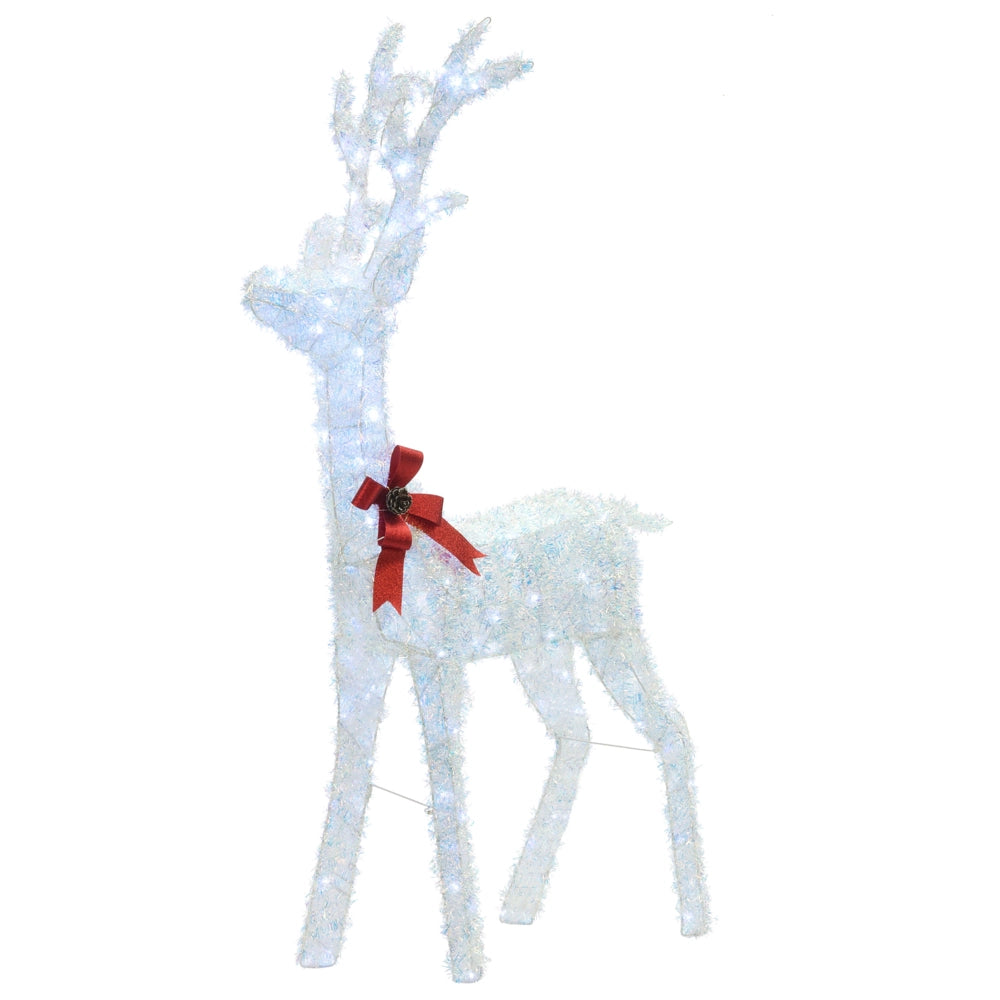 Decorazione natalizia da esterno a LED Renna 140 cm Decorazione natalizia da giardino Illuminata Bianca