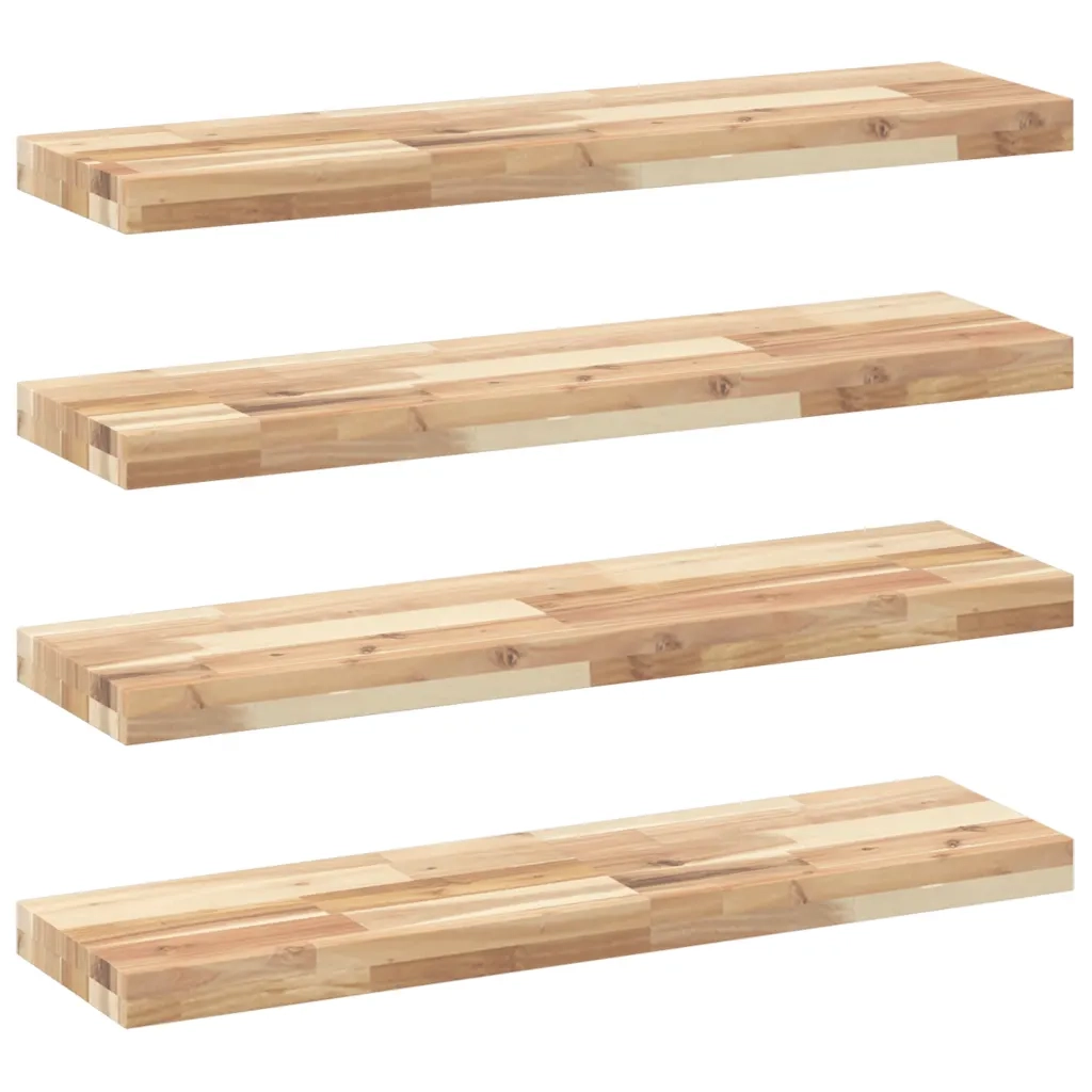 vidaXL Mensole da Parete 4 pz 80x20x4 cm Legno Acacia Non Trattato
