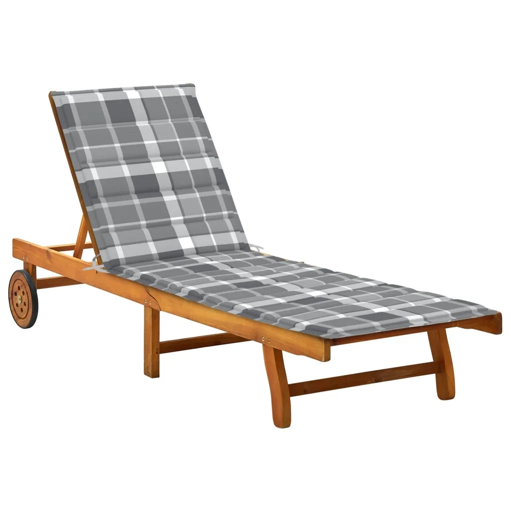 Lettino Prendisole da Giardino con Cuscino Massello di Acacia cod mxl 72118