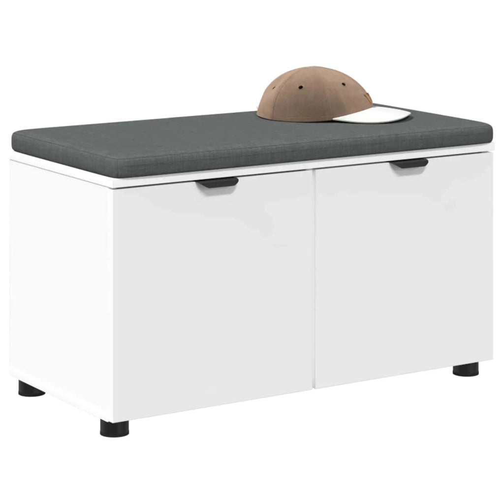 Panca per ingresso con cuscino con porta Bianco 80 x 38 x 46 cm