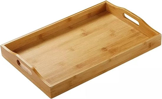 Scatole in Bambù Moderno con Maniglia, Scatola in Legno, Scatola da Cucina, Piatto da Servire, Scatola per Colazione, per Cucine, Caffetterie, Ristoranti (38 x 25 x 5 cm)