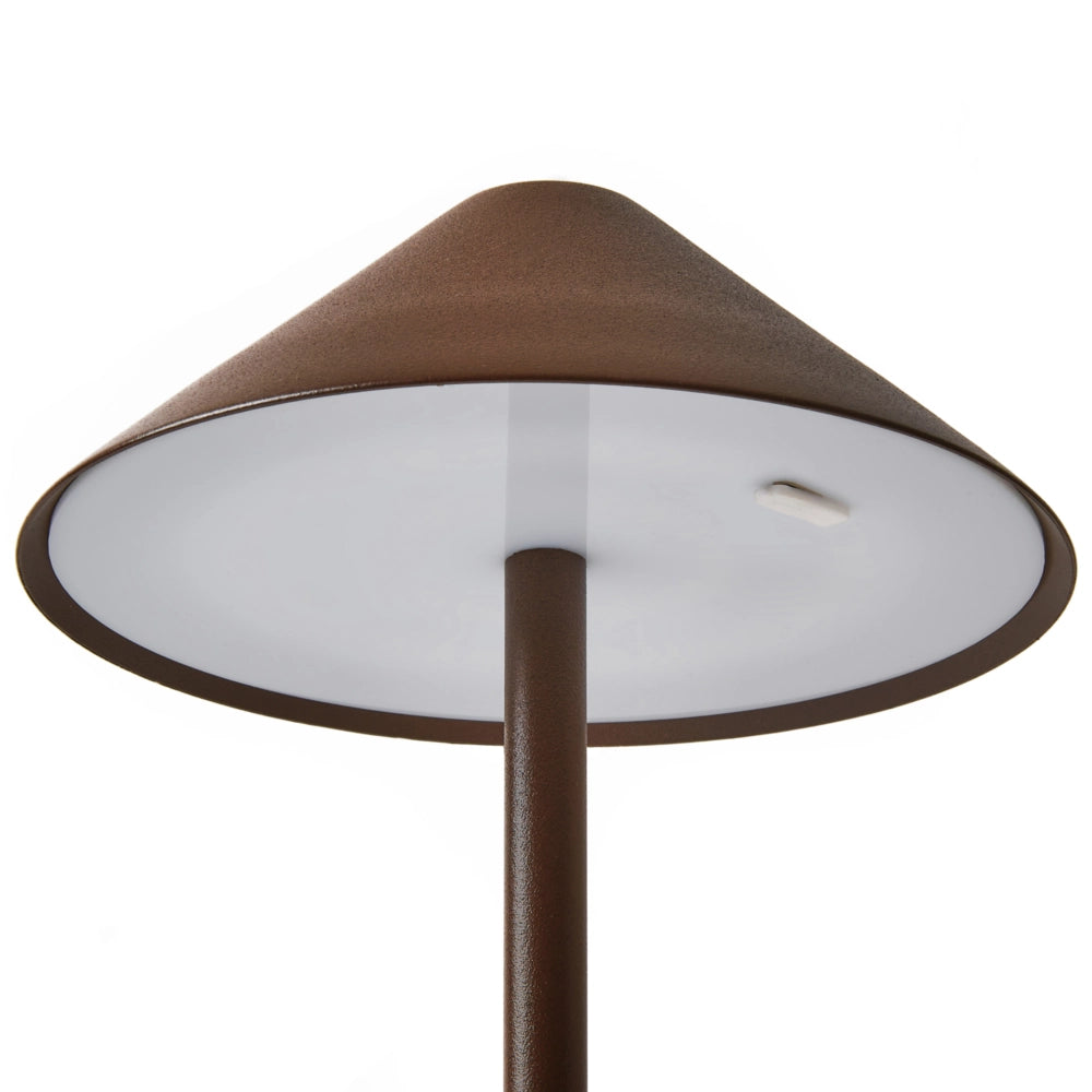 Lampada da tavolo in alluminio marrone con interruttore a sfioramento e cavo di ricarica USB senza fili stile moderno