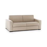 Divano Letto Andymion, Divano a 2 posti Large, Made in Italy, SofÒ  Soggiorno con apertura girevole, in tessuto imbottito, con Braccioli standard, cm 200x95h90, Beige