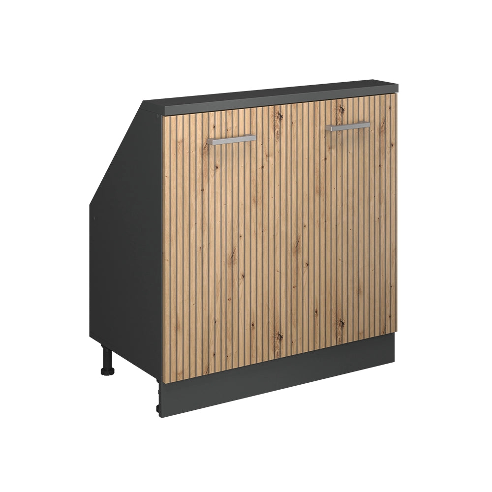 Vicco Mobile cucina sottotetto Rovere artigianale/antracite 80 cm con 2 porte
