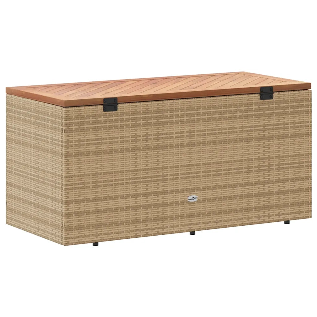 Contenitore da Giardino Beige 110x50x54 cm Polyrattan e Acacia CFW2992052