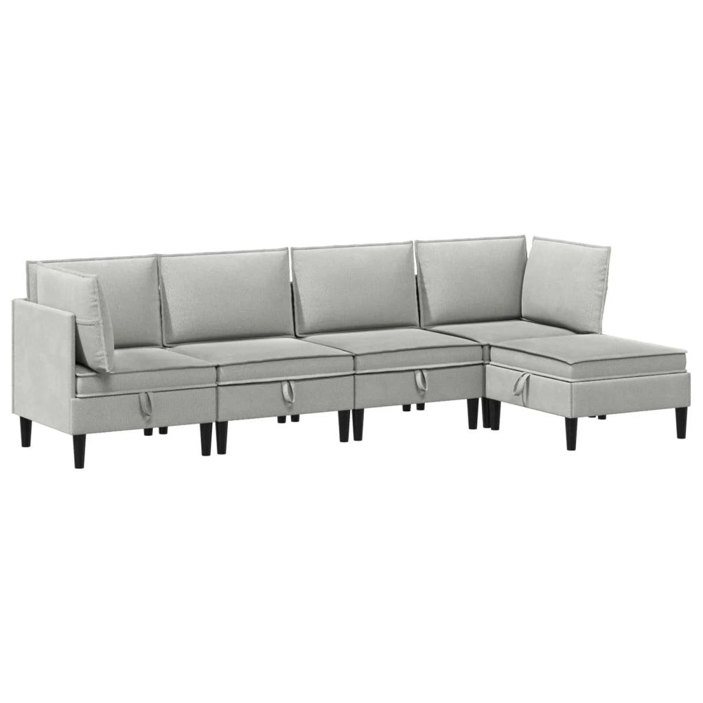Set di mobili per il soggiorno 5 pcs Grigio chiaro Tessuto