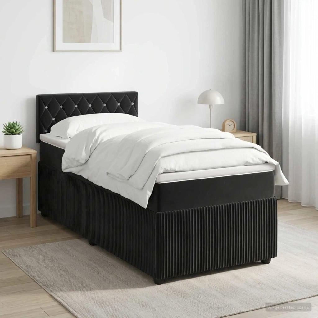Letto box spring con materasso Nero 90 x 190 cm Velluto 3451579