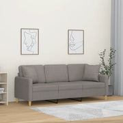 Divano a 3 Posti con Cuscini-Sofa 3 Posti con Cuscini Tortora 180 cm in Tessuto 563767