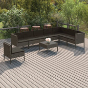 Set Divani da Giardino 9 pz con Cuscini in Polyrattan Grigio 3094446