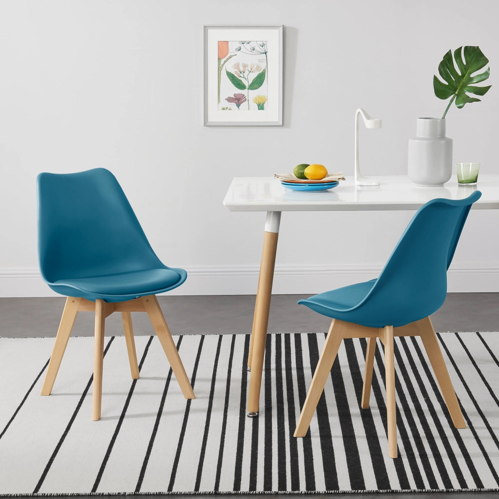 Set Fläten di 6 Sedie da Sala con Seduta Imbottita Rivestimento in Similpelle Turchese [en.casa]