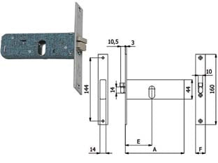 ELETTROSERRATURA DA INFILARE PER FASCE MM.44 H 399  mm.60 DX (399)    OMEC