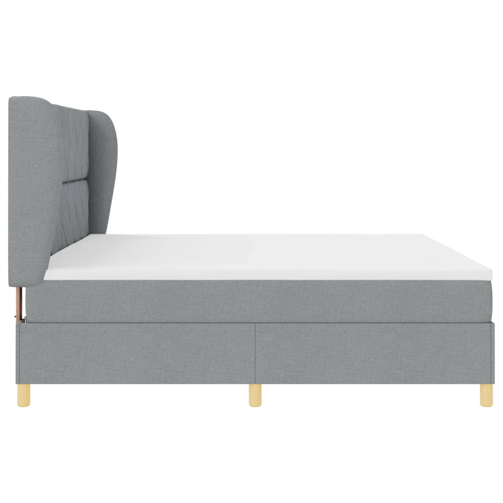Letto a Box Spring con Materasso Grigio Chiaro 200x200 cm Tessuto