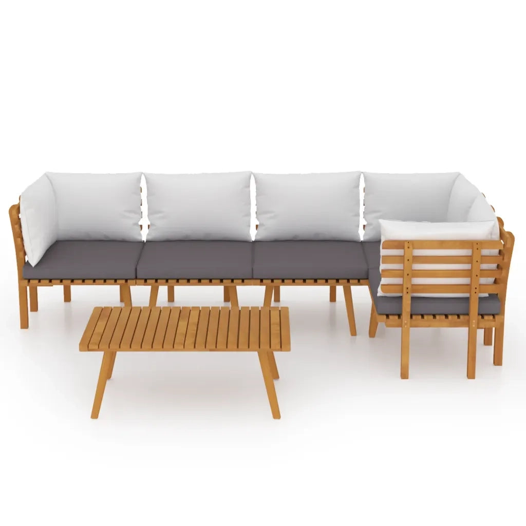 Set Divani da Giardino 6 pz con Cuscini in Massello di Acacia 3087014
