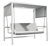 Dondolo Letto 3 Posti da Giardino 234x130x194 cm in Alluminio con Cuscini Grigio Chiaro