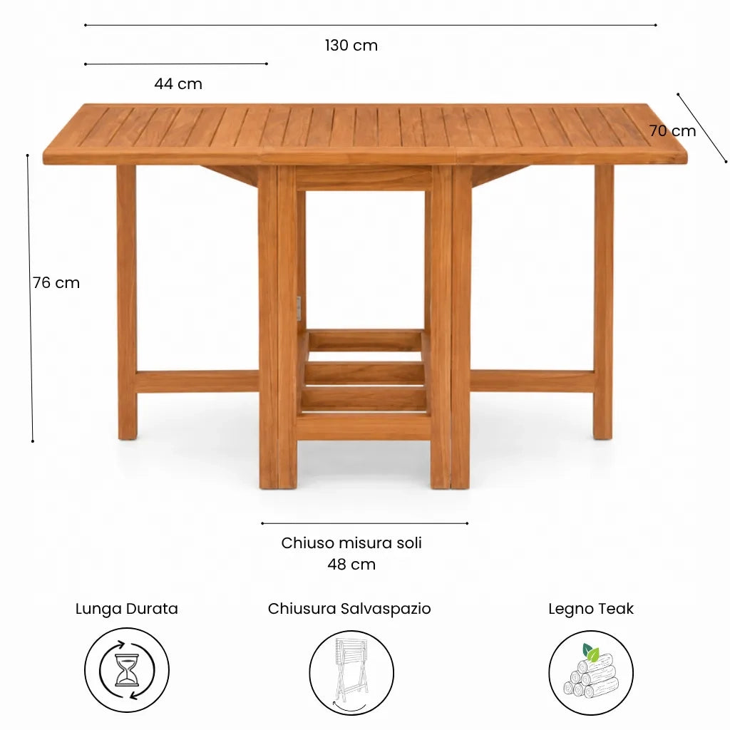 Tavolo Pieghevole a Farfalla in Legno Teak - Terrasse