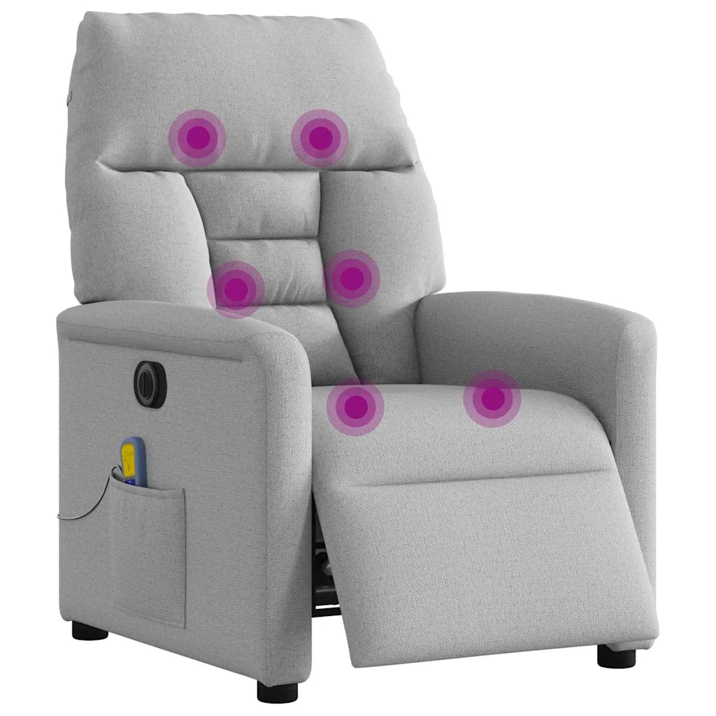 Divano Sedia-Poltrona Reclinabile Massaggio Elettrica Grigio Nuvola Tessuto 620774