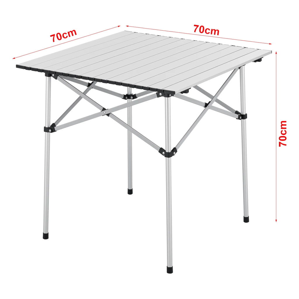 Tavolo da campeggio pieghevole 70 x 70 x 70 cm argento 03_0010996