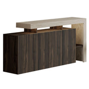 Credenza in legno "Beliz" - 170 x 35 x 80 cm - Travertino / Noce
