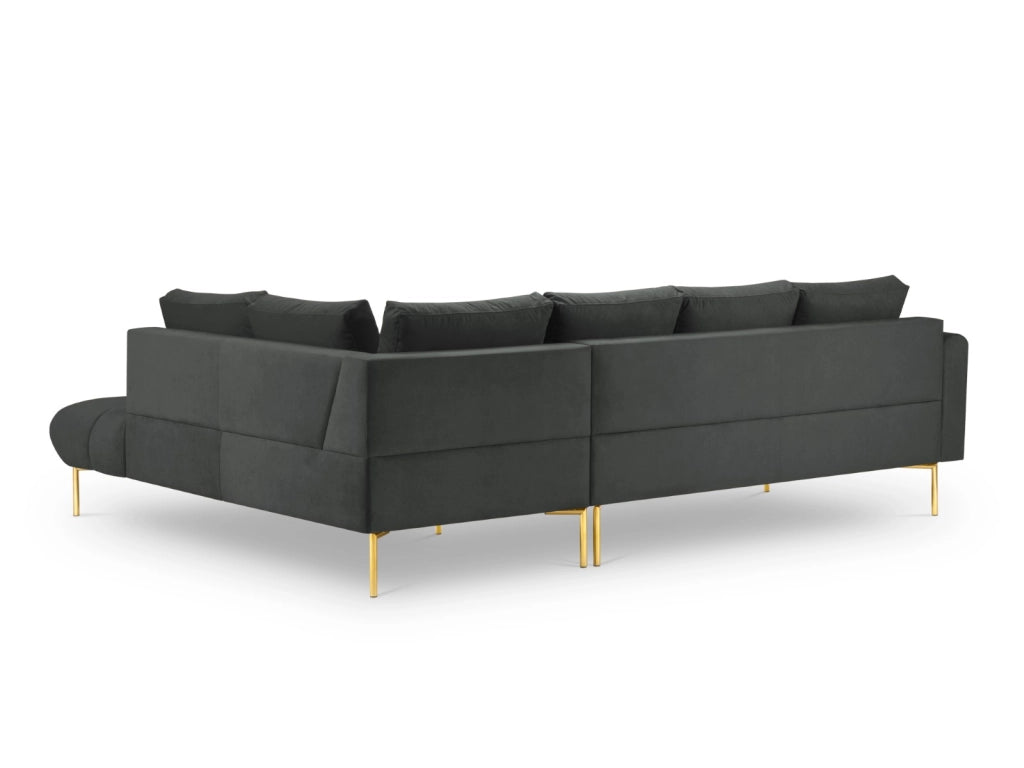 Cosmopolitan Design - Divano angolare destro "Hastings" 5 posti in velluto grigio scuro 