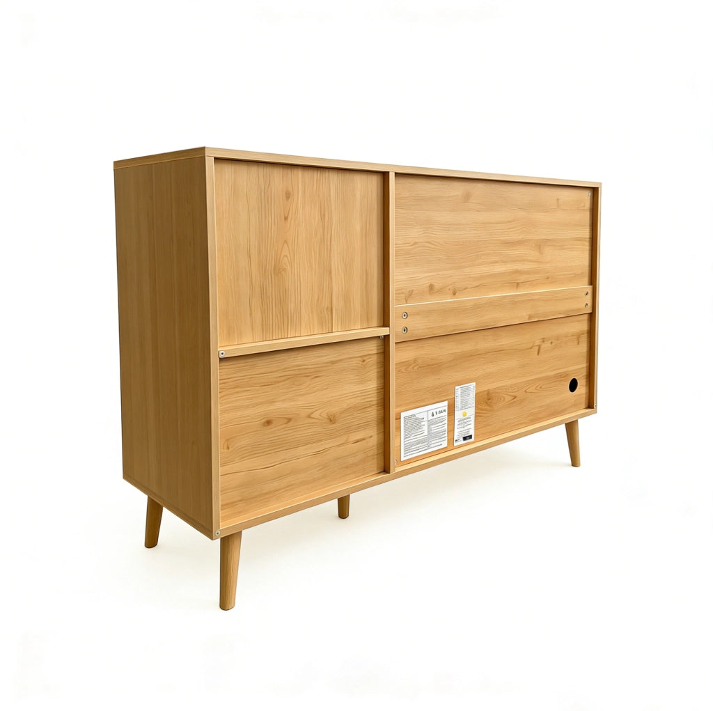 Sideboard naturale 118x35x82 cm con 2 ante e 2 cassetti