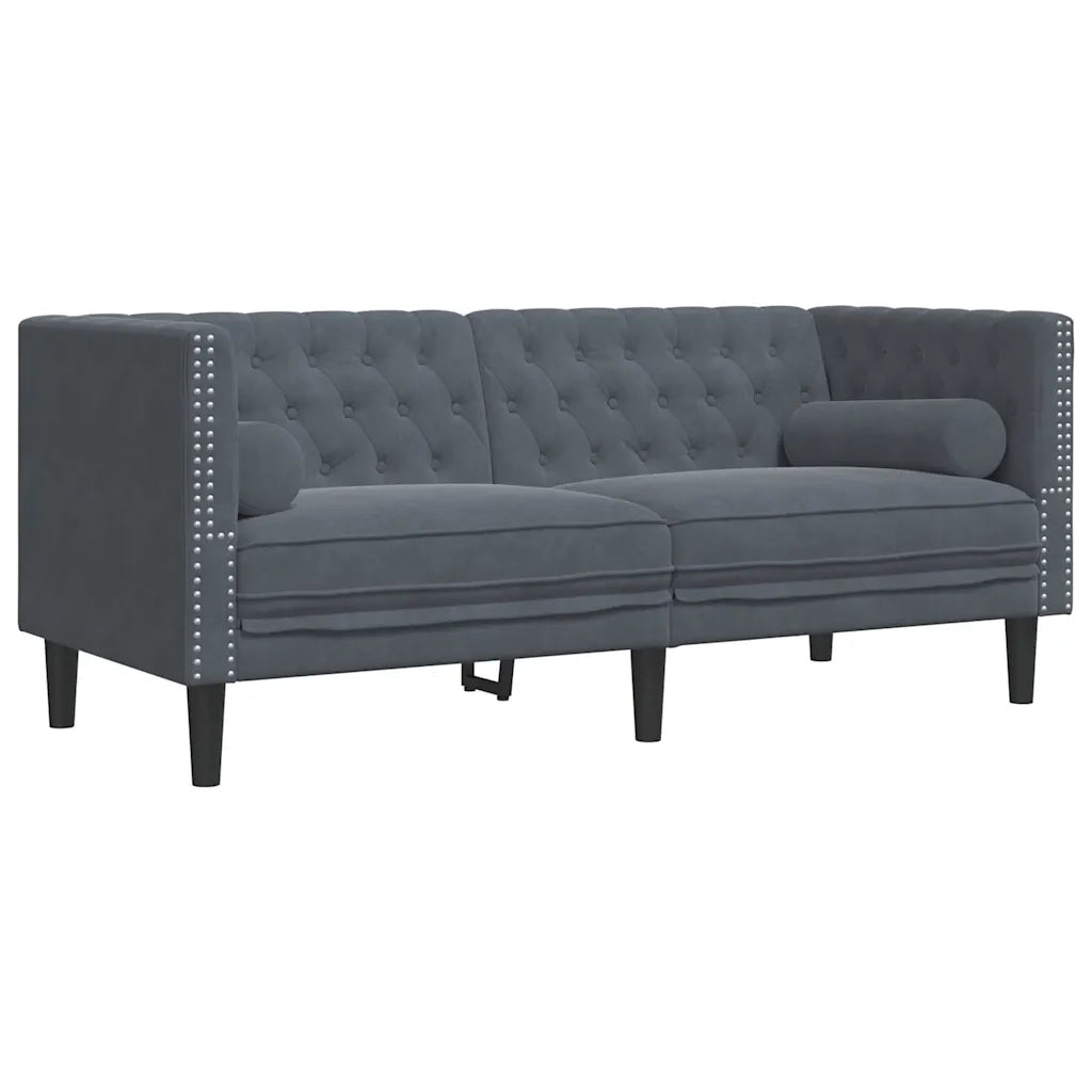 Set Divani Chesterfield 3pz con Cuscini Grigio Scuro Velluto 3209282