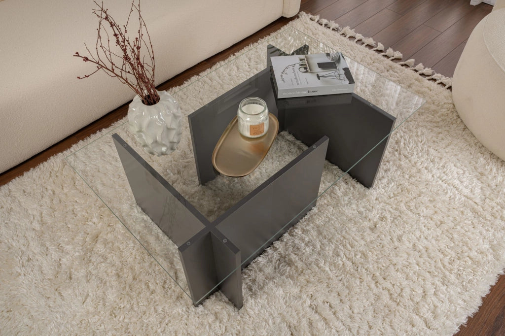 Tavolino in vetro "Vetrino" 105 x 65 x 40 cm - Antracite