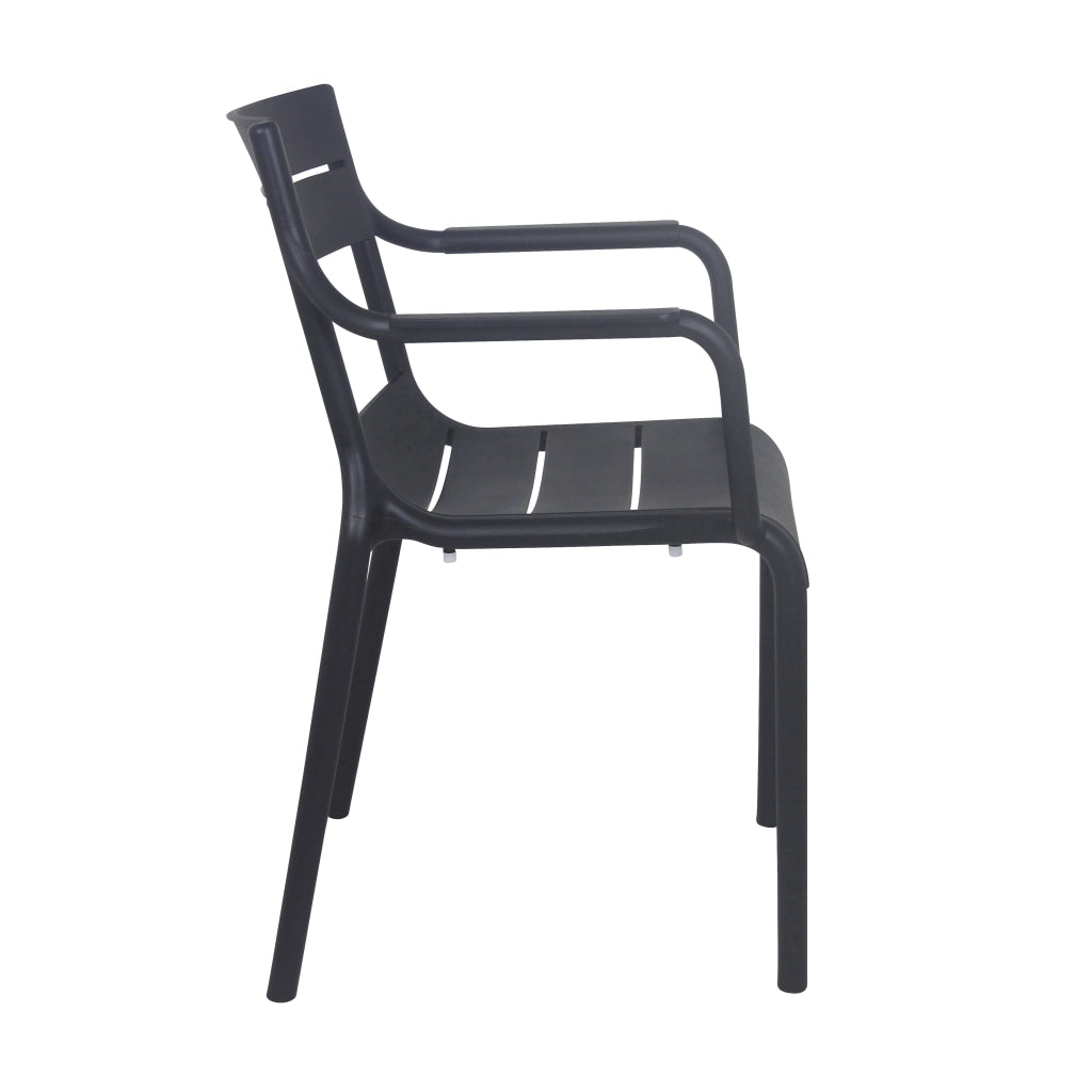 Oviala - Set di 4 poltrone da giardino in plastica nera