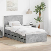 Struttura del letto con cassetto Grigio cemento 75 x 190 cm