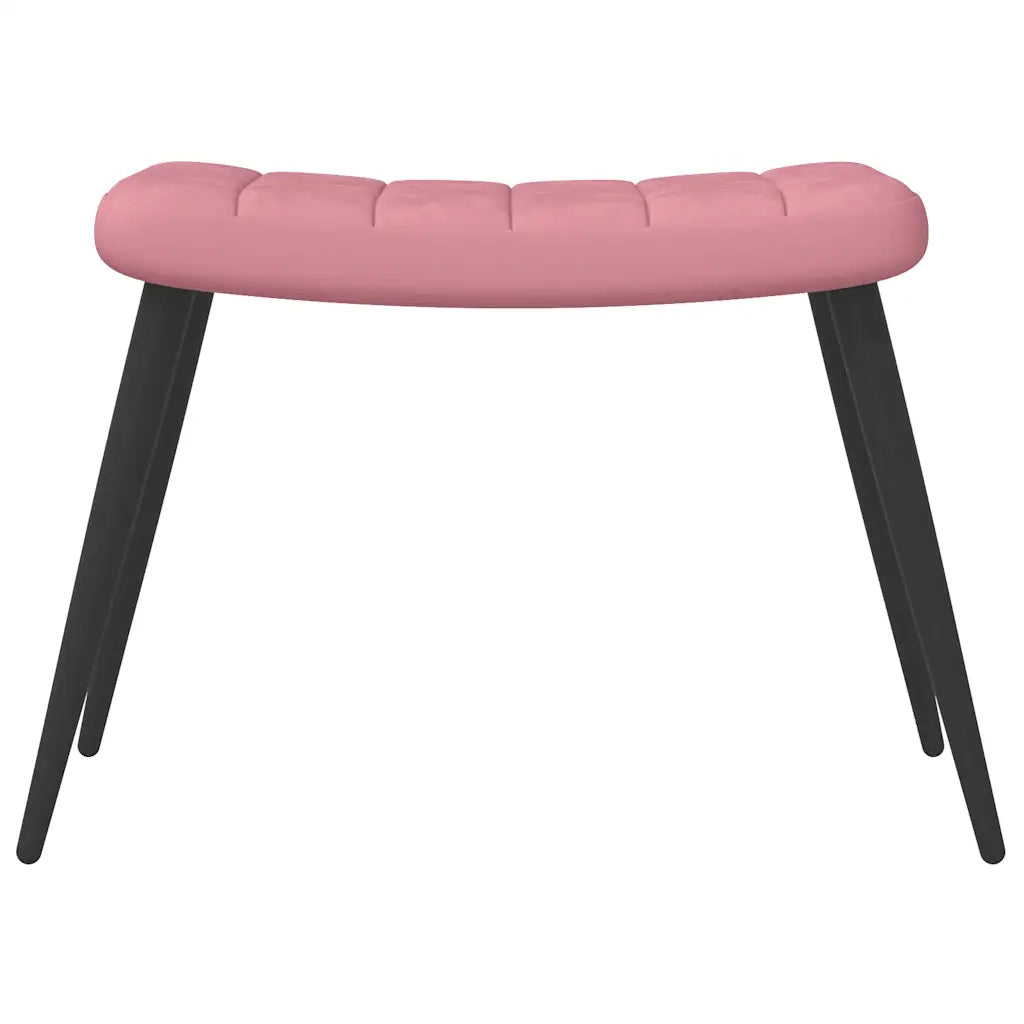 Poltrona Relax | Sedia Relax con Sgabello Rosa in Velluto
