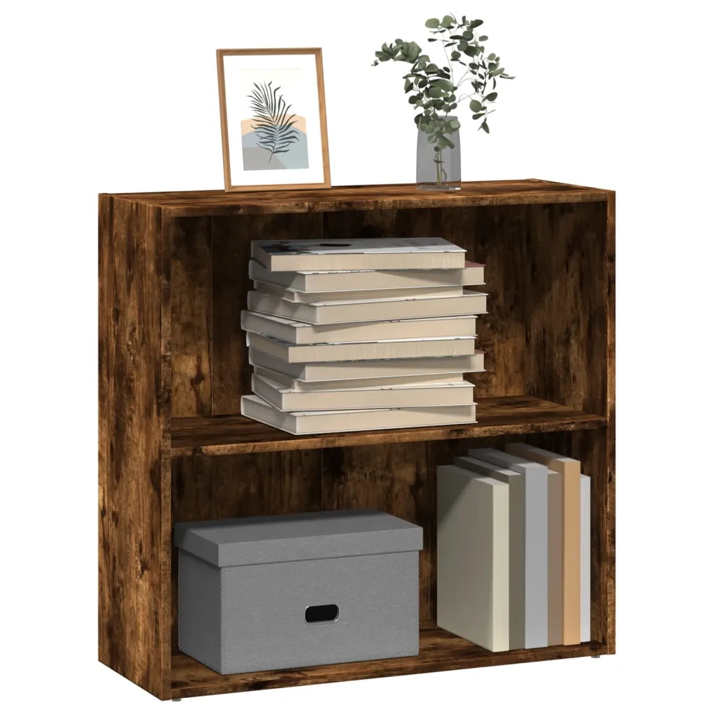 Libreria-Scaffale per Libri-Mobile di Stoccaggio Rovere Fumo 80x30x77 cm in Legno Multistrato
