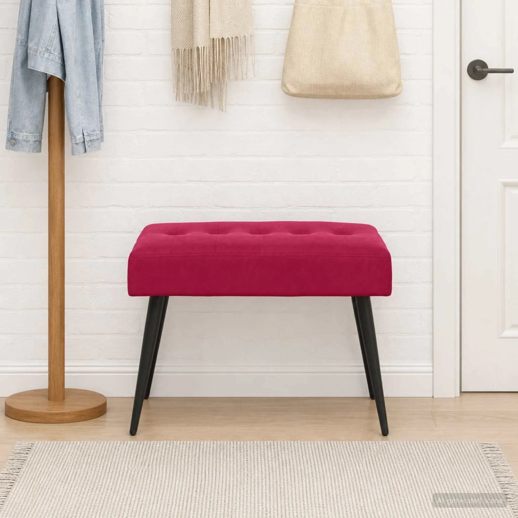 Panchina con bottoni imbottiti Rosso Vino 60 x 40 x 45 cm 42038506