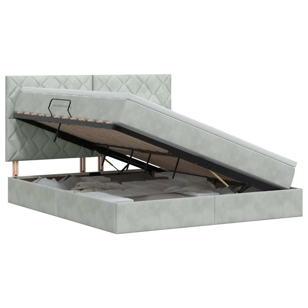 Letto con contenitore e materasso Grigio Chiaro 140 x 190 cm 3459747