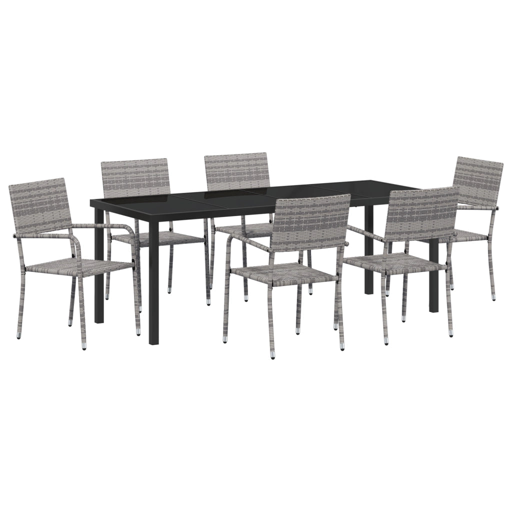 Set di Mobili da Giardino 7 Pezzi Grigio Polyrattan