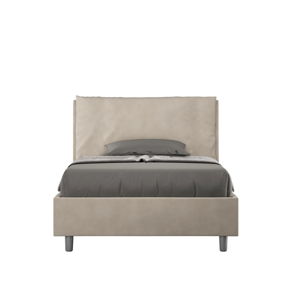 BS COM Letto una piazza e mezza senza rete imbottito 120x210 microfibra sabbia