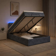 Letto Ottomano con Materasso e LED Grigio Scuro 120 x 190 cm 3457126