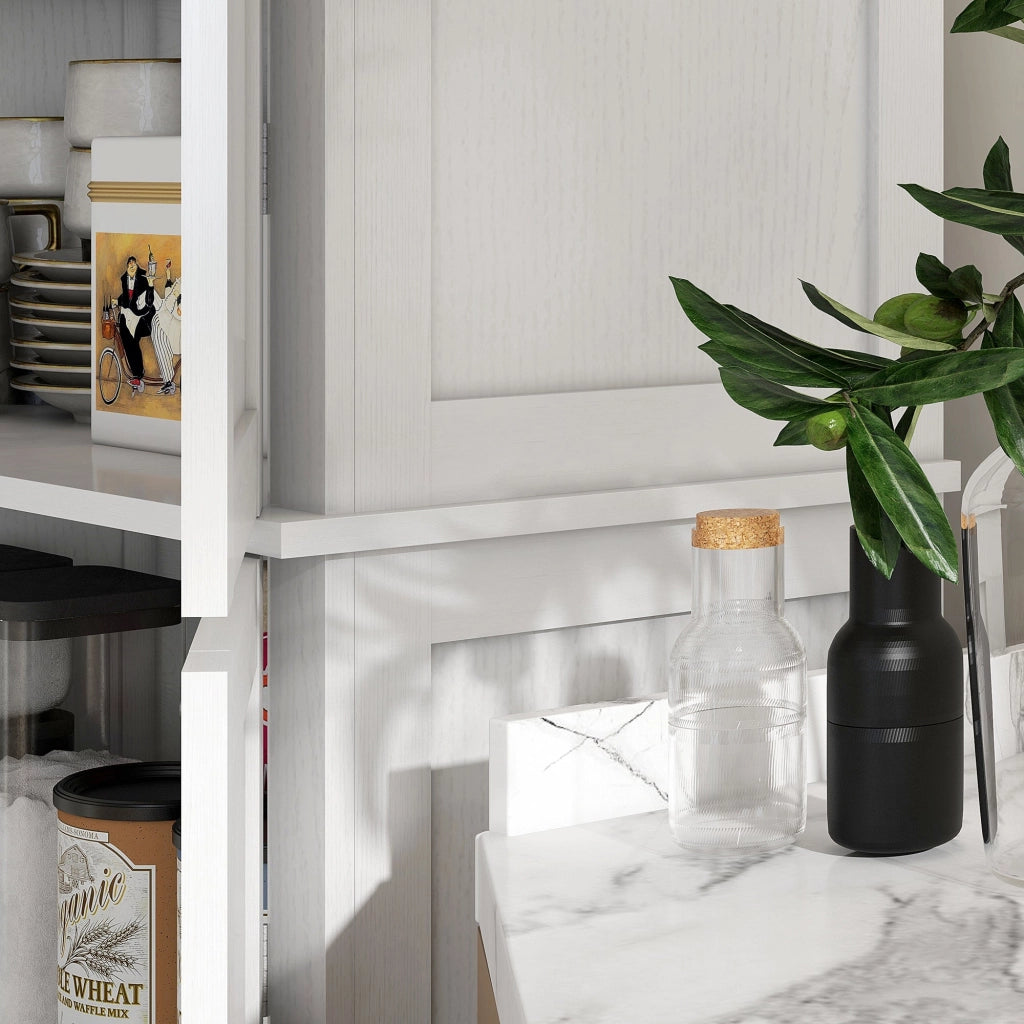 Credenza Mobile Alto Cucina 4 Ante e 6 Ripiani 76x40,5x184 cm in Legno Bianco